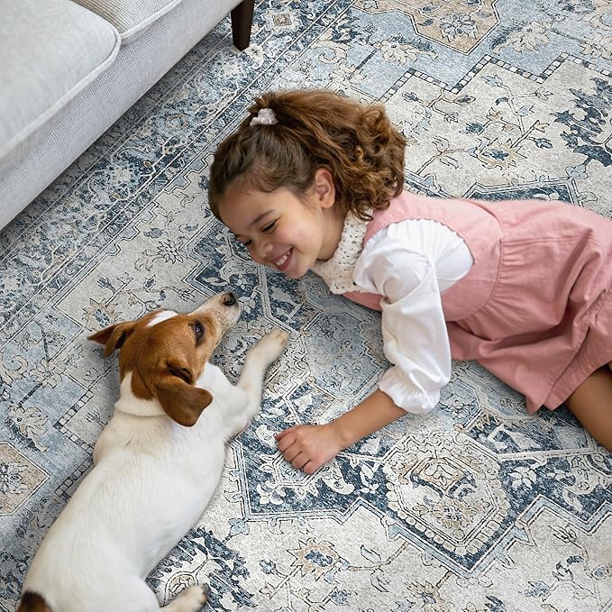 GENIMO Runner Rug 2'6''x10, Non Slip Vintage Hallway Runner Rugs, Low Pile - Image 4