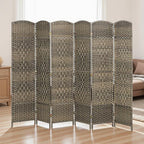 HOMCOM 6 Panel Room Divider, Hand-Woven Freestanding Wall Partition - Image 9