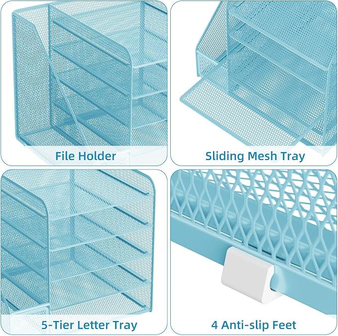 Marbrasse Desk Organizers and Accessories, 5-Tier Paper Letter Tray Organizer - Image 4