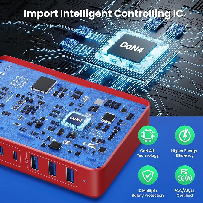 USB C Charger 300W USB C Charger Block, 8-Ports GaN IV Fast Charging Station Hub - Image 4