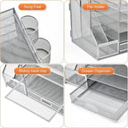 Marbrasse Desk Organizer with File Holder, 5-Tier Paper Letter Tray Organizer - Image 4