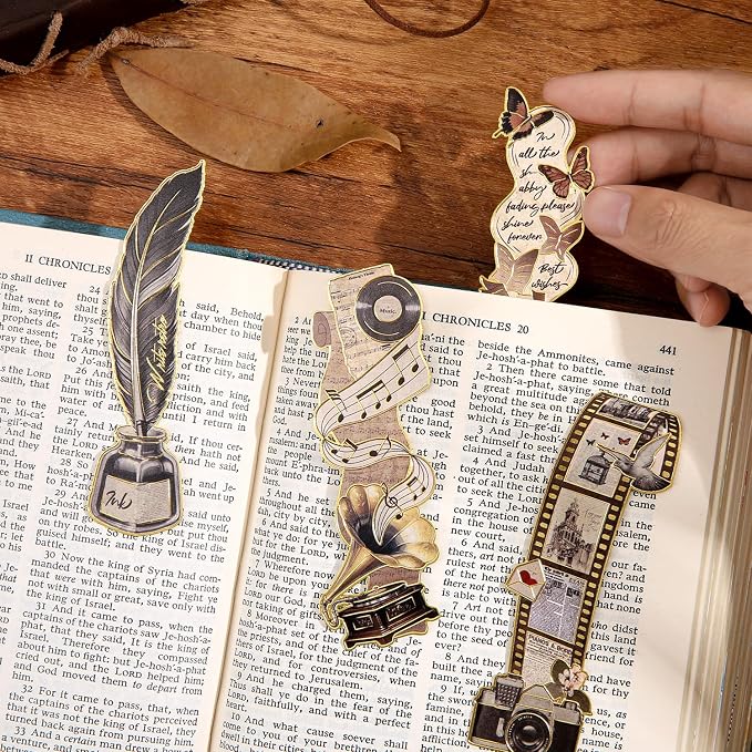 4pcs Vintage Bookmarks for Reading Women & Men, Unique Pretty Cute Metal Book - Image 2