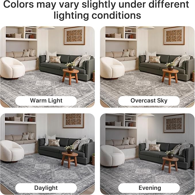 GENIMO 6x9 Area Rugs for Living Room, Machine Washable Non Slip Rugs, Low Pile - Image 8