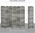 HOMCOM 6 Panel Room Divider, Hand-Woven Freestanding Wall Partition - Image 3