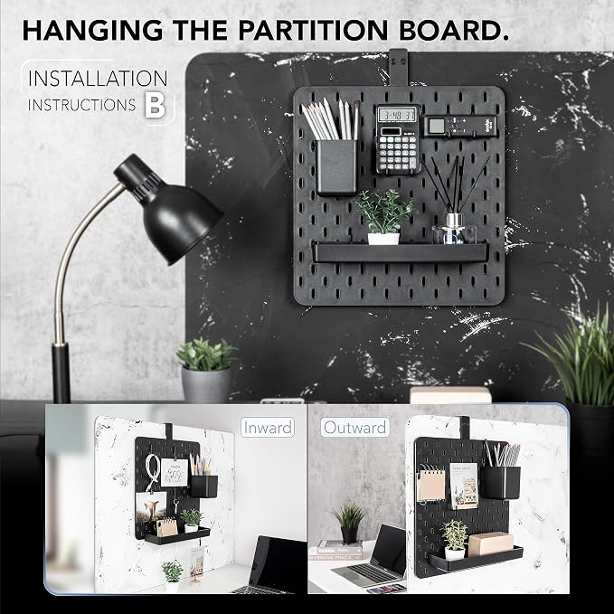 EHO Clamp-On Desk Pegboard, 13.5 x 14 inch Privacy Divider, Desk Partition Panel - Image 6