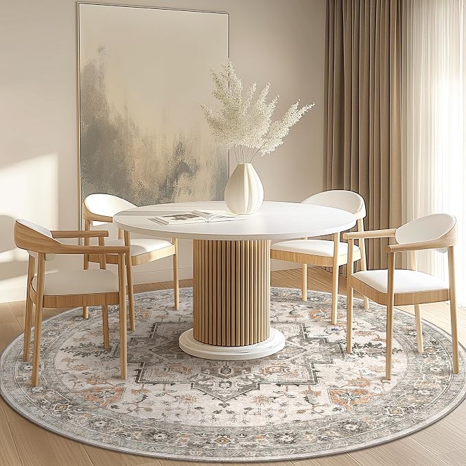 GENIMO 4FT Round Area Rugs for Living Room, Circle Rugs Machine Washable Low - Image 3