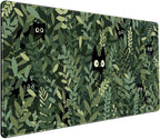 Cute Anime Cats Desk Mat Green Leaves Kawaii Mousepad XXL Extended Large Gaming by DCJJM