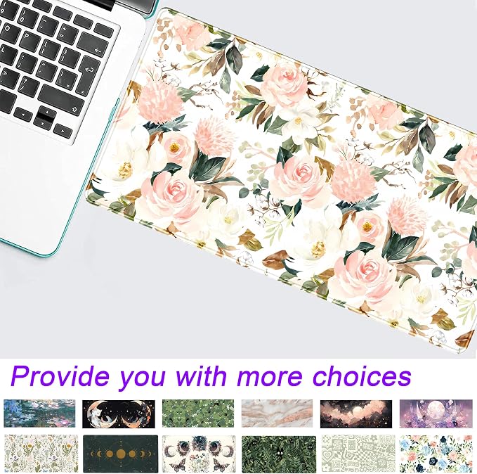 Desk Mat Pink Floral Desk Pad Cute Flowers Mouse Pad Gaming XL Large Mousepad - Image 7