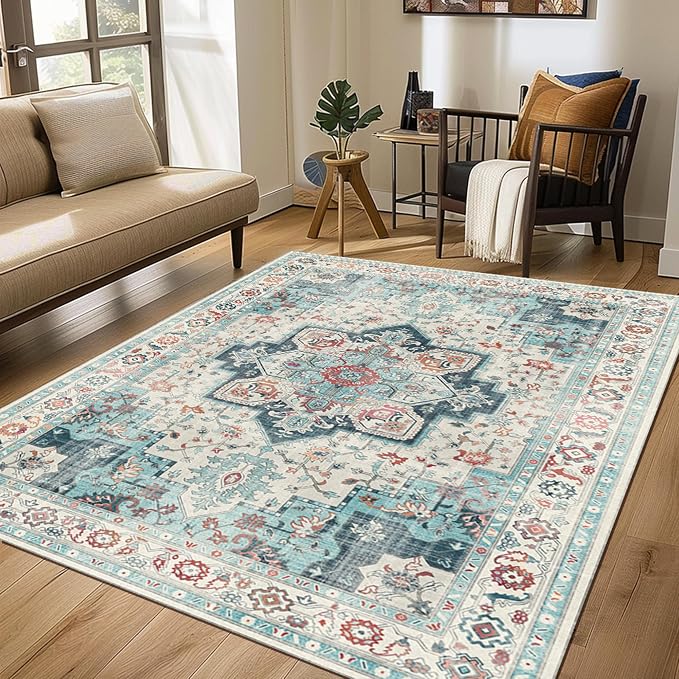 GENIMO 9x12 Area Rugs for Living Room, Machine Washable Non Slip Rugs, Low Pile - Image 4