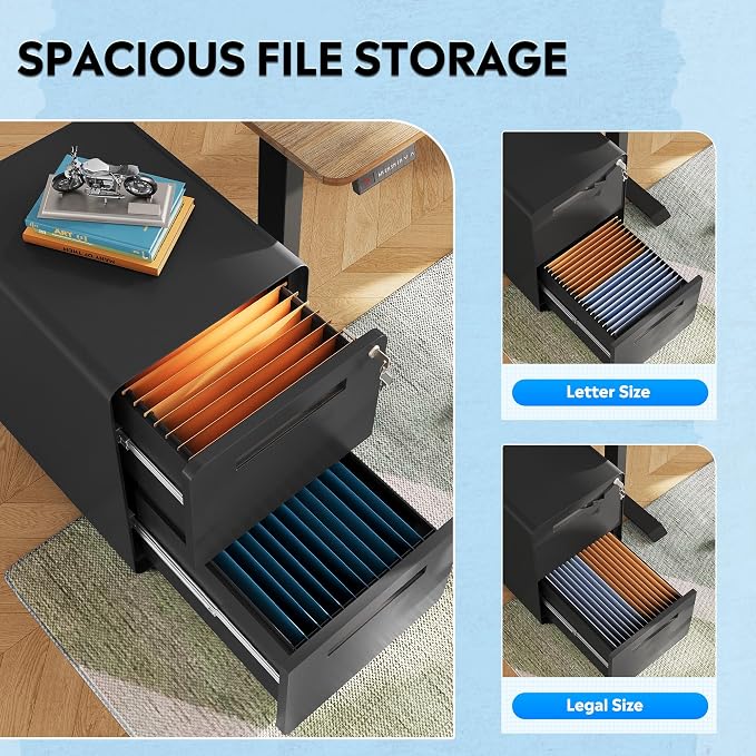 DEVAISE 2-Drawer Rounded Corner Metal File Cabinet - Image 4