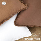 Foindtower Set of 2 Decorative Linen Fringe Throw Pillow Covers Cozy Boho - Image 4