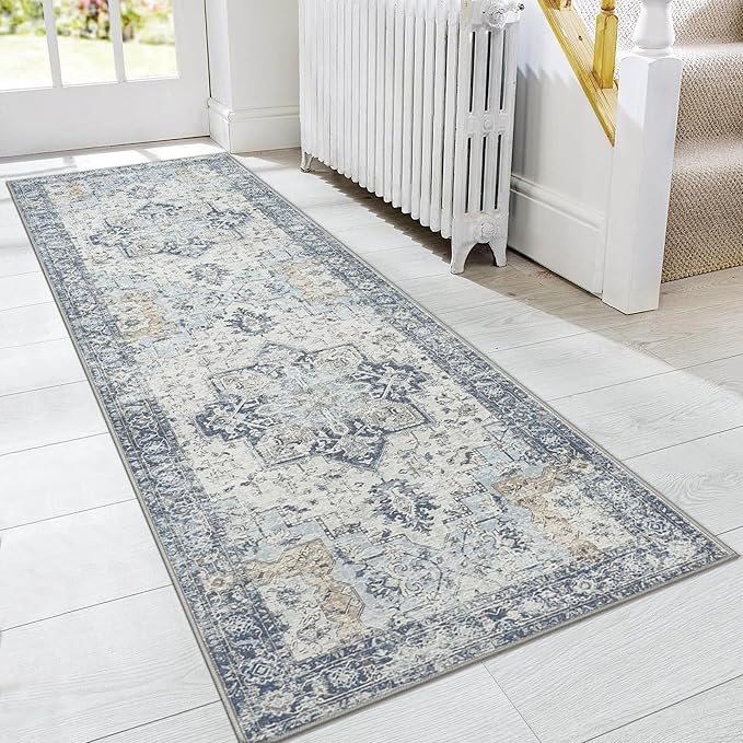 GENIMO Runner Rug 2'6''x10, Non Slip Vintage Hallway Runner Rugs, Low Pile by GENIMO