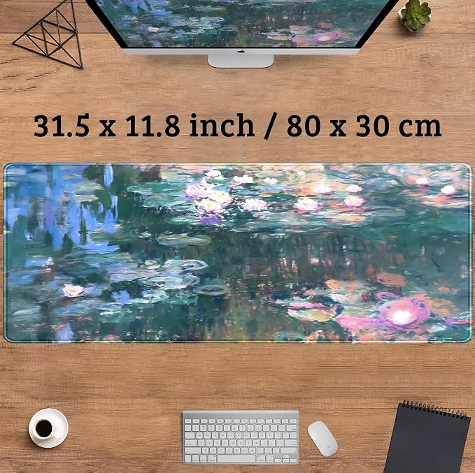 Desk Mat Cute Abstract Oil Painting Mouse Pad Boho Floral Desk Pad XL Large - Image 3