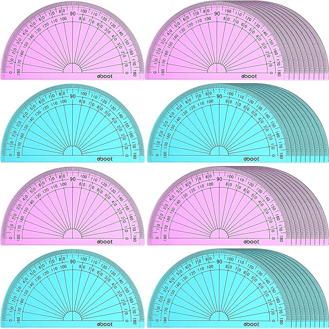 EBOOT 50 Pcs Math Protractors Plastic Protractor 180 Degrees, 4 Inches by eBoot