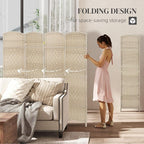 HOMCOM 4 Panel Room Divider, Hand-Woven Freestanding Wall Partition - Image 3