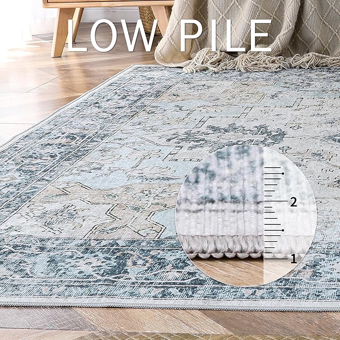 GENIMO 3x5 Area Rugs for Living Room, Machine Washable Rug, Non Slip Vintage - Image 7