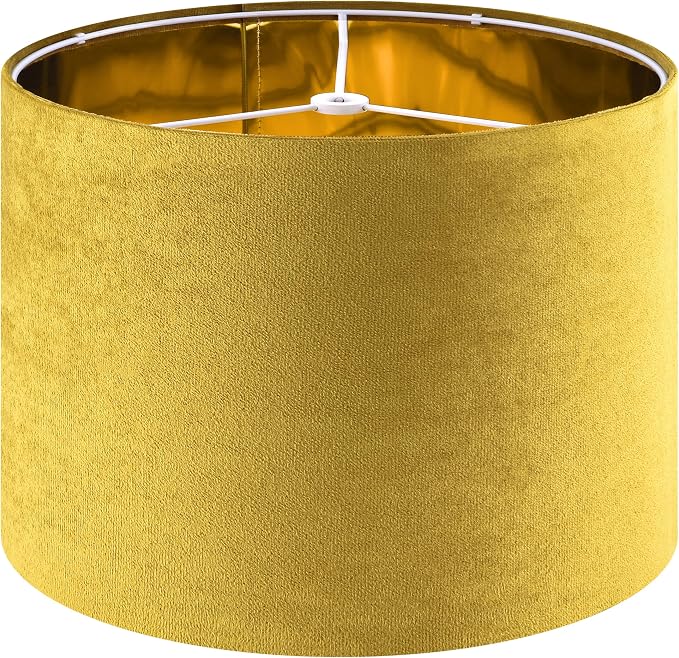 Yellow Velvet Drum Lamp Shade Medium Lampshade 13``Top×13``Bottom×10``High by GOSO