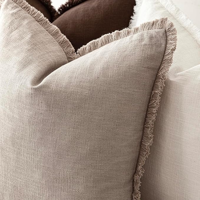 Foindtower Set of 2 Decorative Linen Fringe Lumbar Throw Pillow Covers - Image 5