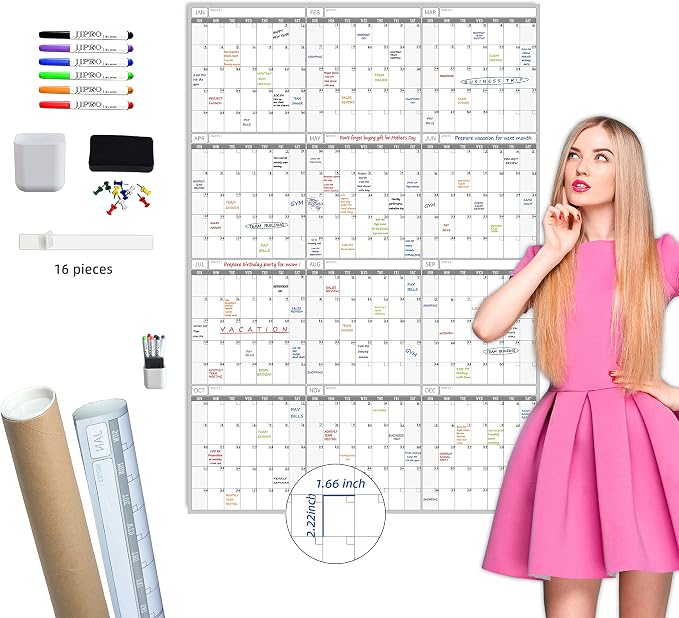 Large Dry Erase Wall Calendar by JJPRO
