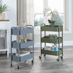 SunnyPoint 3-Tier Delicate Compact Rolling Metal Storage Organizer - Image 4