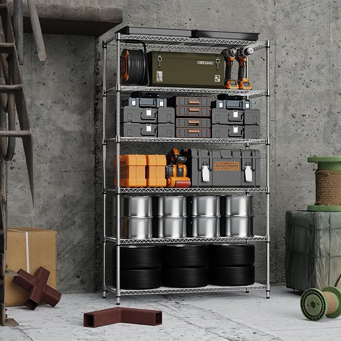 M MZG 6 Tiers Storage Shelves Load 2100LBS, Metal Shelving Wire Metal Shelving - Image 5