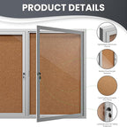 72"x36" Lockable Enclosed Bulletin Board, Outdoor Cork Weather-Resistant - Image 5
