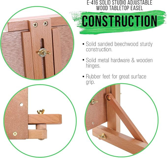 U.S. Art Supply Cancun Solid Wooden Tabletop Easel - Image 5