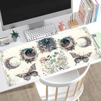 Beige Flowers Desk Mat Mousepad Cute Boho Plants Large Extended Gaming Mouse - Image 5