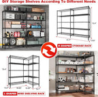 5 Tier Storage Shelves Metal Shelving Unit Load 1500LBS, Adjustable Wire - Image 3