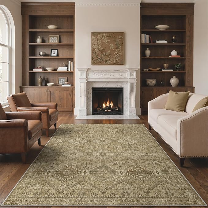 GENIMO 8x10 Area Rugs for Living Room, Machine Washable Non Slip Vintage Rugs by GENIMO