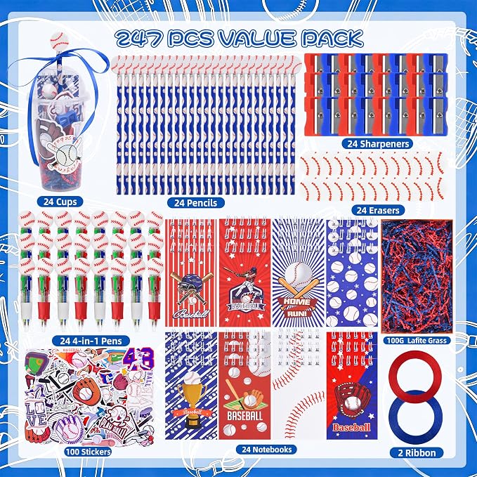 LiYiQ 247 Pcs Baseball Party Supplies Return Gifts - Image 4