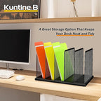 Kuntine.B Desk File Organizer 5 Upright Mesh Desktop Organizer File Sorter - Image 7