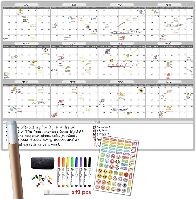 Large Dry Erase Wall Calendar by CleverClean