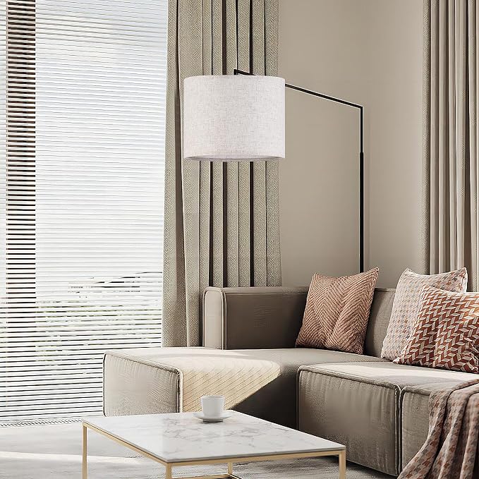 GO&SO Natural Linen Medium Drum Lamp Shades 13" Top x 13" Bottom x 10" High - Image 7