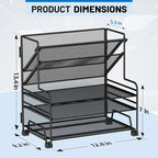 Desk File Organizer, 3-Tier Letter Tray Paper Organizer and 2-Pocket Metal - Image 2