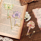 4pcs Metal Bookmarks Set for Reading Women and Men, Enchanted Floral Wing Key - Image 6