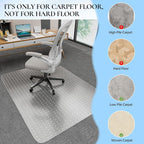HOMEK Office Chair Mat for Carpet, Transparent Carpet Protector Mat for Office - Image 3