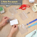 Marspark 300 Pieces Clear Plastic Horizontal Name Badge ID Card Holders - Image 7