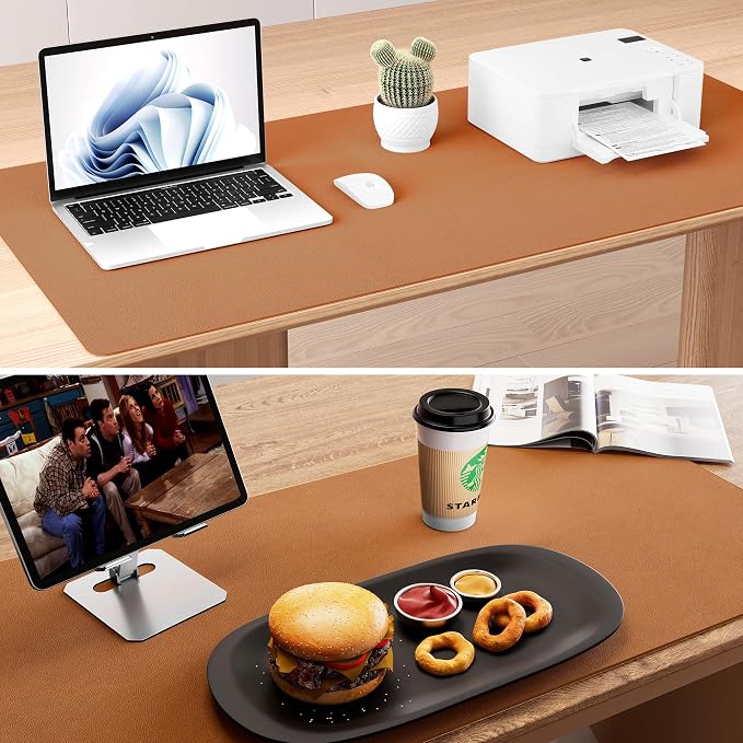 Aothia Double-Sided Desk Pad, Leather Desk Mat, Eco Cork Desk Pad Protector - Image 6