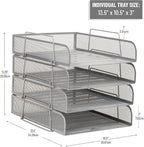 Mind Reader Stackable Paper Tray, Desktop Organizer, File Storage, Metal Mesh - Image 3