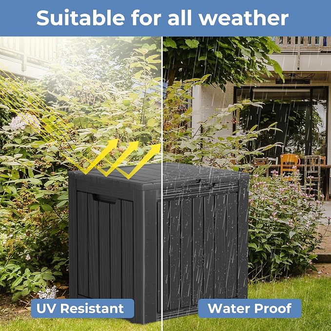 Decksplore 35 Gallon Outdoor Storage Box Waterproof Lockable Resin Deck Box - Image 6