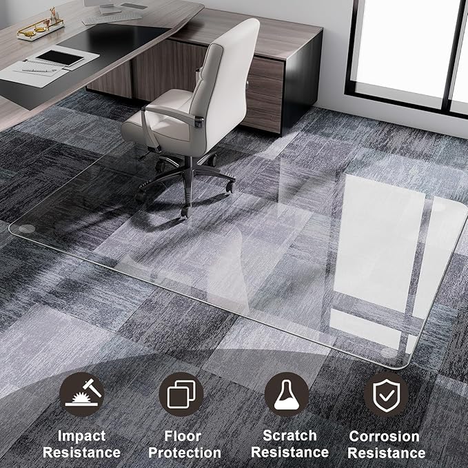 GLSLAND Tempered Glass Chair Mat, Transparent - Image 5