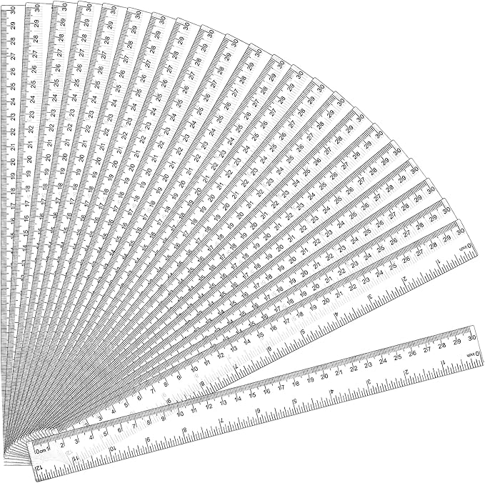 32 Pack Clear Plastic Ruler 12 Inch, Rulers Bulk by UranusNo1