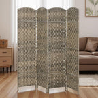 HOMCOM 4 Panel Room Divider, Hand-Woven Freestanding Wall Partition - Image 9