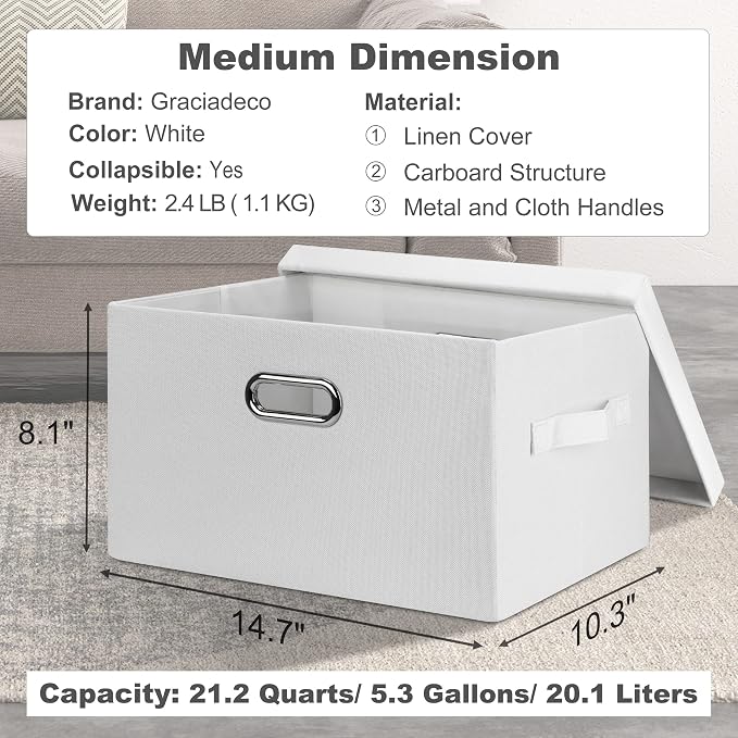 Graciadeco Medium 15" 21 Quart Collapsible Stackable Storage Bins - Image 2