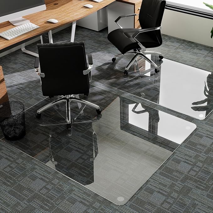 GLSLAND Tempered Glass Chair Mat, Transparent - Image 4