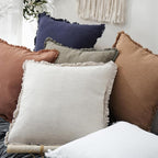 Foindtower Set of 2 Decorative Linen Fringe Throw Pillow Covers Cozy Farmhouse - Image 5