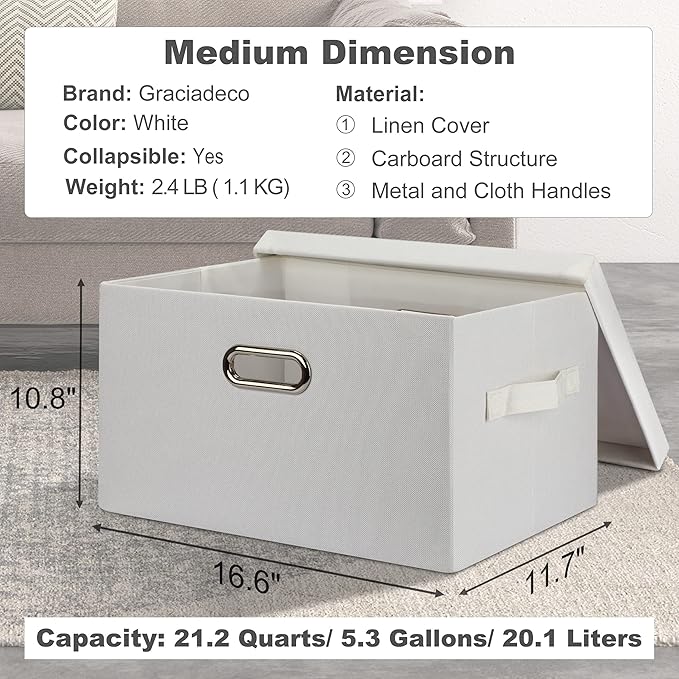 Graciadeco Medium 15" 21 Quart Collapsible Stackable Storage Bins - Image 2