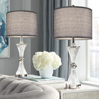 Gray Drum Lamp Shades Set of 2 Medium 13" Top x 13" Bottom x 10" High - Image 6