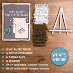 Felt Board With Rustic Vintage Frame and Stand 12x16 Inch, Numbers and Symbols - Image 2